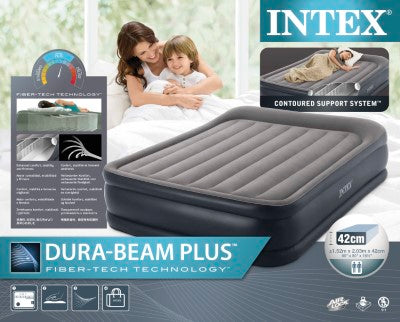 Intex Queen Delux Pillow Rest Air Bed with Fiber Tech Bip