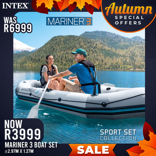 🍂🚤 Autumn Adventures Await with the Intex Marina 3! 🚤🍂