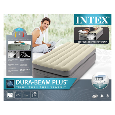Intex Twin Comfort Elevated Airbed with Fibre-Technology™ & Built In Pump