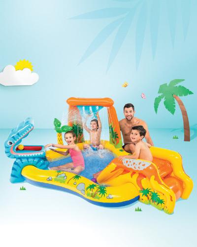 Load image into Gallery viewer, Intex Dinosaur Inflatable Play Center w/ Slide
