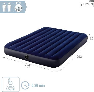 Load image into Gallery viewer, Intex Queen Dura-Beam Classic Downy Airbed with Hand Pump and Pillows
