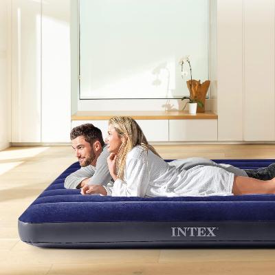 Intex Queen Dura-Beam Classic Downy Airbed with Hand Pump and Pillows