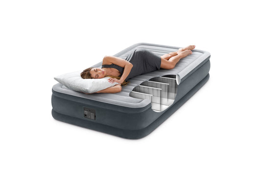 Intex Twin Dura-Beam Comfort Plush Airbed with Built in Pump