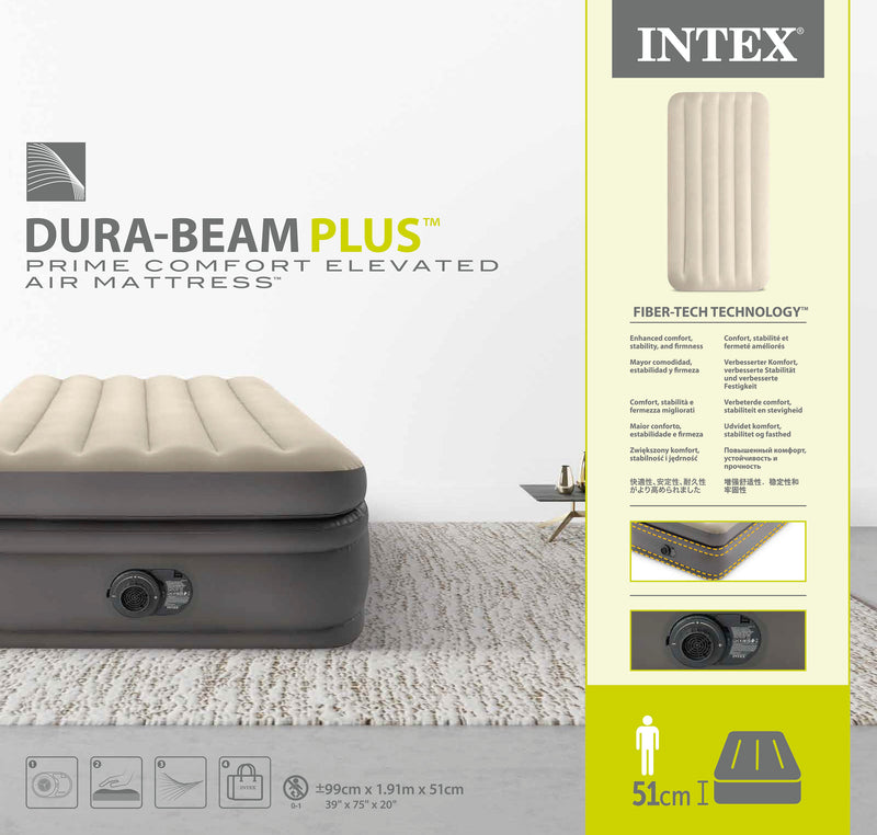 Load image into Gallery viewer, Intex Twin Comfort Elevated Airbed with Fibre-Technology™ &amp; Built In Pump
