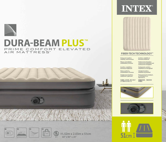Queen Comfort Elelevated Airbed Fibre-Technology™ & Built In Pump