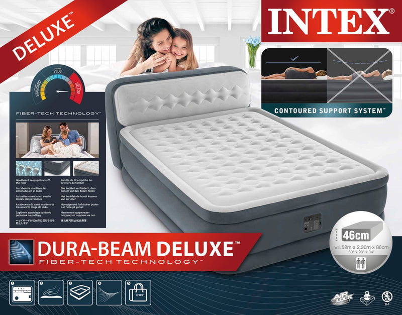 Load image into Gallery viewer, Intex Dura-Beam Deluxe Ultra Plush Headboard 46cm High Queen Airbed with Built-In Pump
