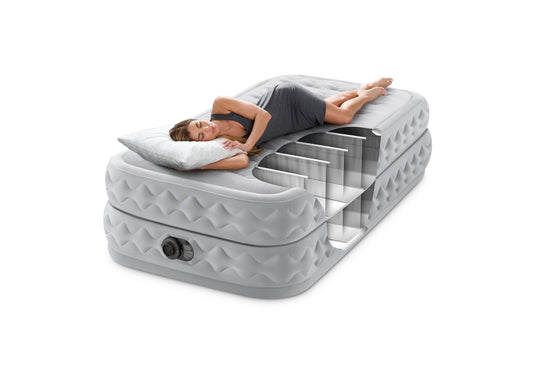 Twin Supreme Air-Flow Airbed With Fiber-Tech & Built In Pump