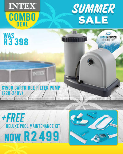 Intex C1500 Cartridge Filter Pump (220-240 V)) Bundle