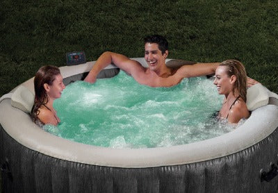 PureSpa Greywood Deluxe Inflatable Hot Tub Set - 6 Person