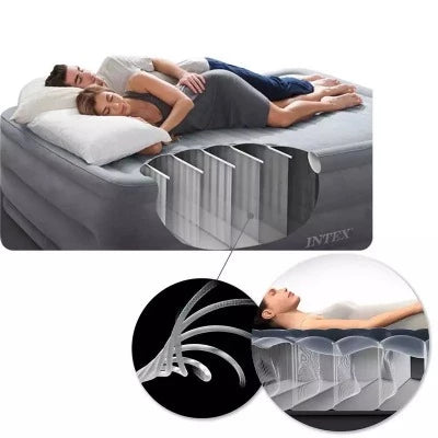 Load image into Gallery viewer, Dura-Beam Deluxe Ultra Plush Headboard Air Mattress  Queen w/ Built-In Electric Pump
