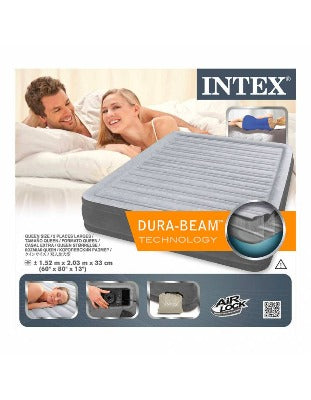 Load image into Gallery viewer, Intex Dura-Beam Queen Comfort-plush 33cm High Mid-Rise Airbed with Built In Pump
